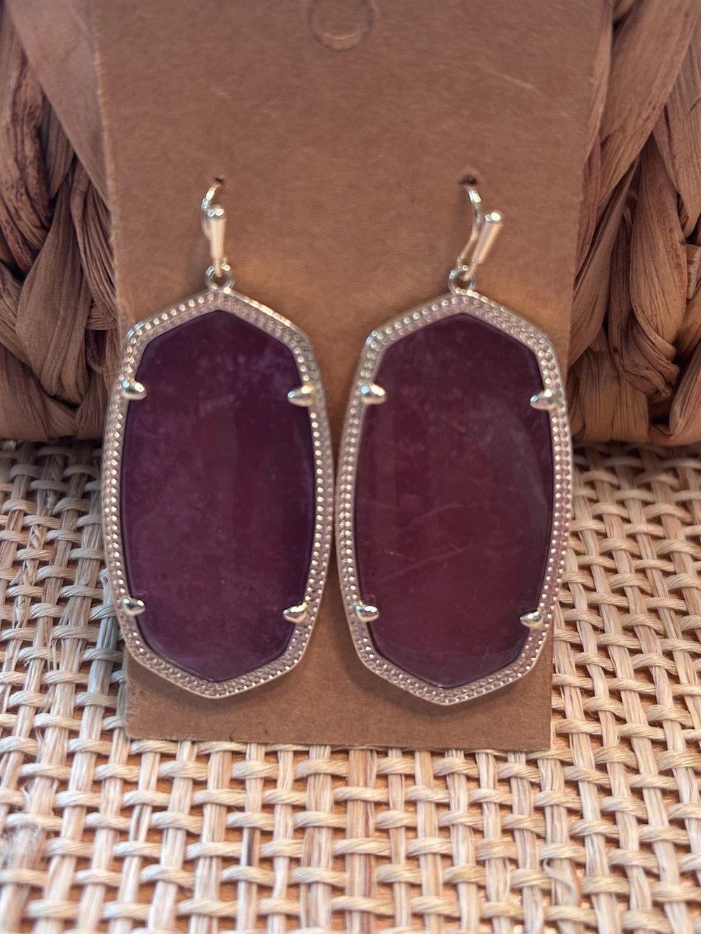 Kendra Scott Semi-Translucent Light Purple & Gold Tone Large Earrings